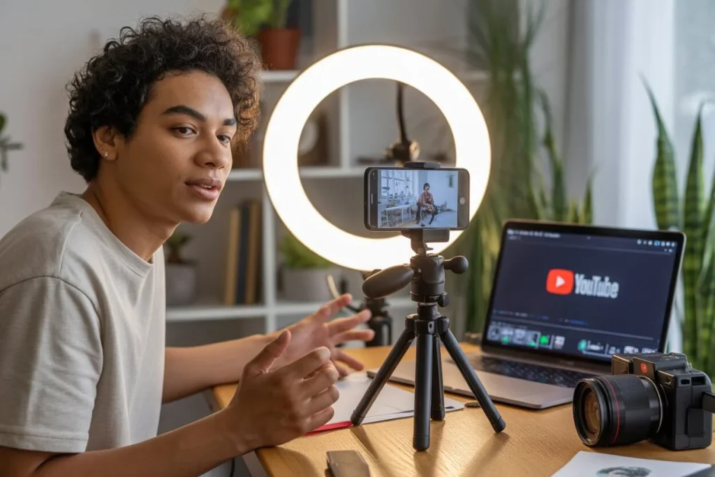 AZ Screen Recorder: The Complete Guide to Android's Best Screen Recording App 7 Content creator using AZ Screen Recorder to create video content for social media