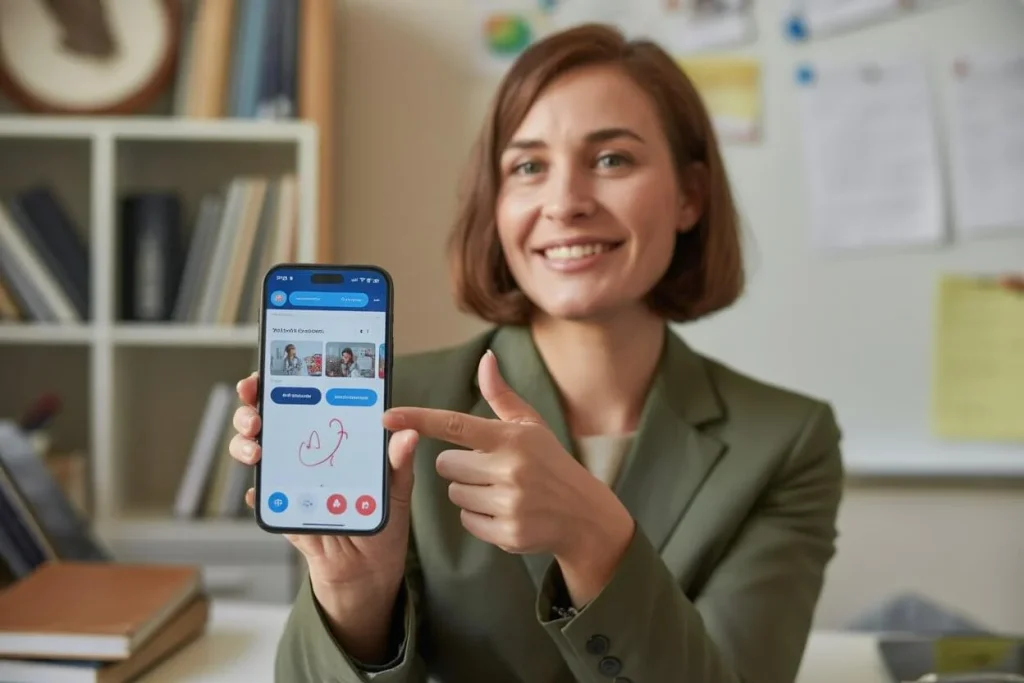 AZ Screen Recorder: The Complete Guide to Android's Best Screen Recording App 8 Educator creating video tutorial using AZ Screen Recorder annotation tools